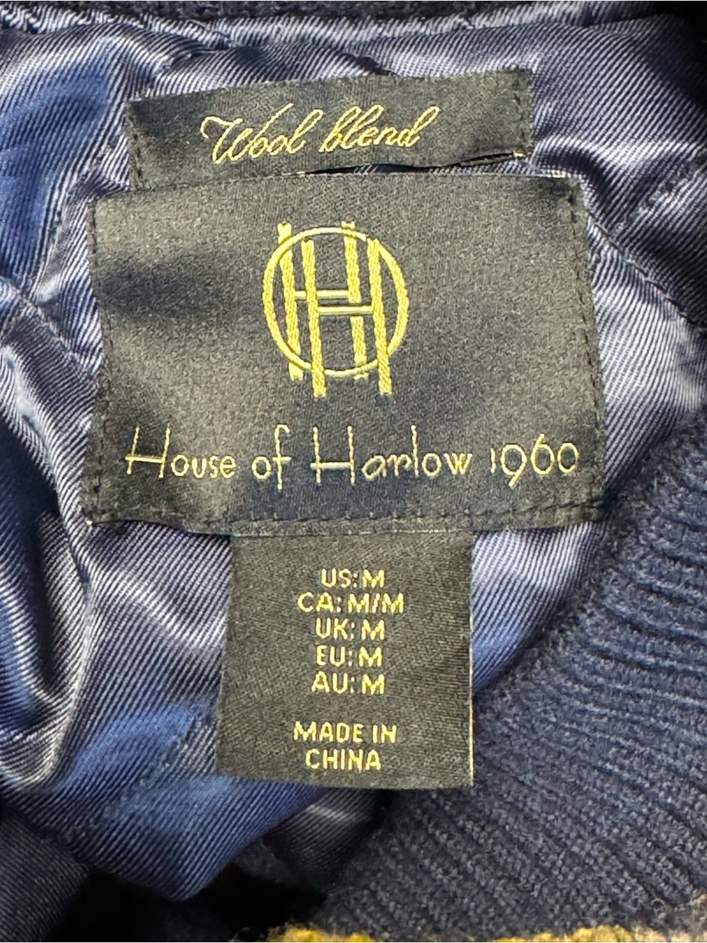 EUC House of Harlow 1960 wool-blend plaid bomber jacket SZ M - Picture 5 of 8